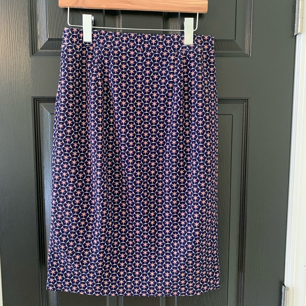 Pixley Navy and Pink Geometric Pencil Skirt